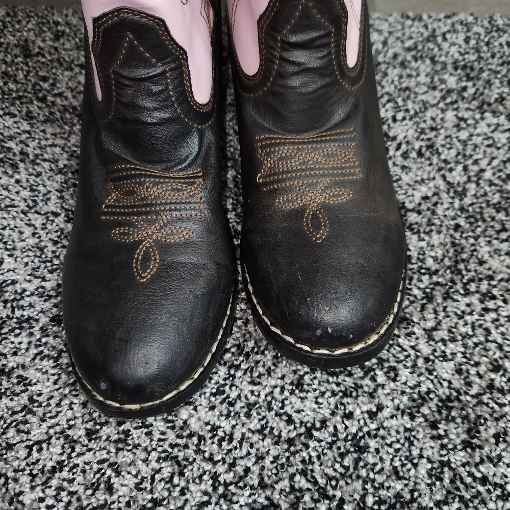 Smoky Mountain Big Girls Western Boots Monterey Leather Brown Pink 1574Y, Sz 6.5